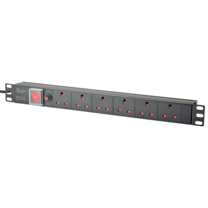 Adastra 1U-PDU-6UK 19" rack mount power distribution unit with 6 x UK sockets and reset button