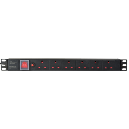 Adastra 1U-PDU-6UK 19" rack mount power distribution unit with 6 x UK sockets and reset button