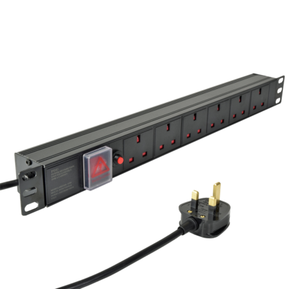 Adastra 1U-PDU-6UK 19" rack mount power distribution unit with 6 x UK sockets and reset button