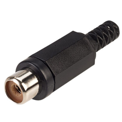 100 x female in-line RCA phono audio connectors. Black.