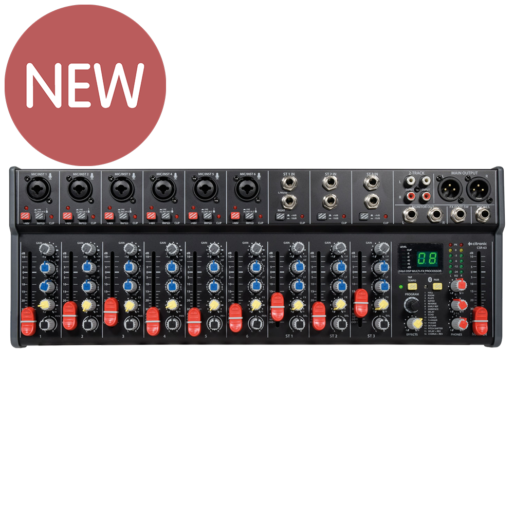 Citronic CSR-63 9-channel mixing desk with Bluetooth and DSP