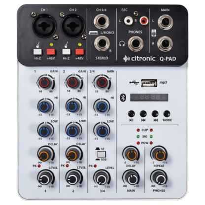 Citronic Q-PAD compact mini mixer with USB, Bluetooth and audio interface