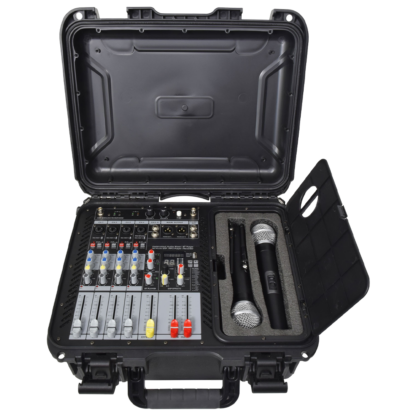 Citronic FLITE-600 2 x 300W powered mixer with two handheld wireless microphones and DSP