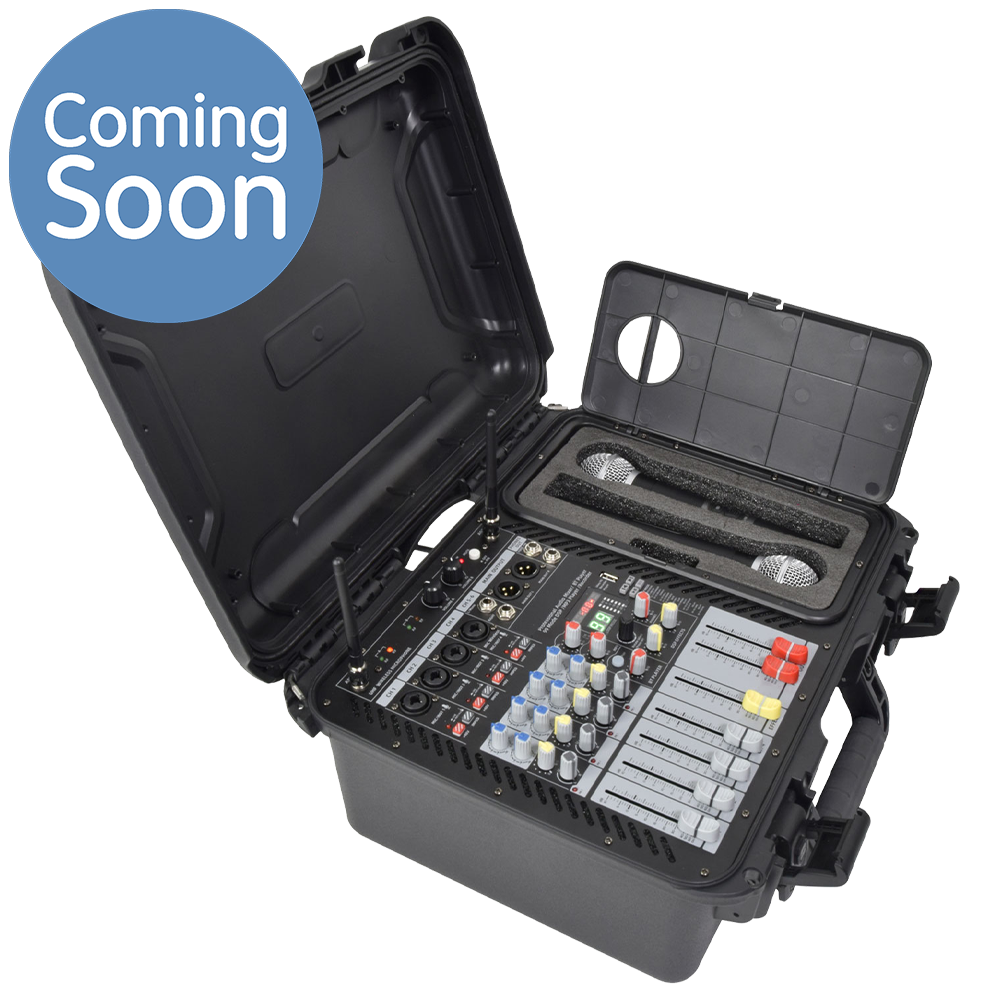 Citronic FLITE-600 2 x 300W powered mixer with two handheld wireless microphones and DSP